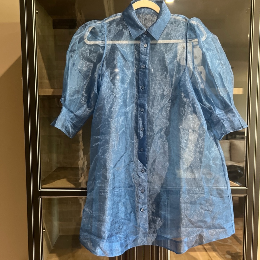Little Moon Blue Sheer Mini Dress